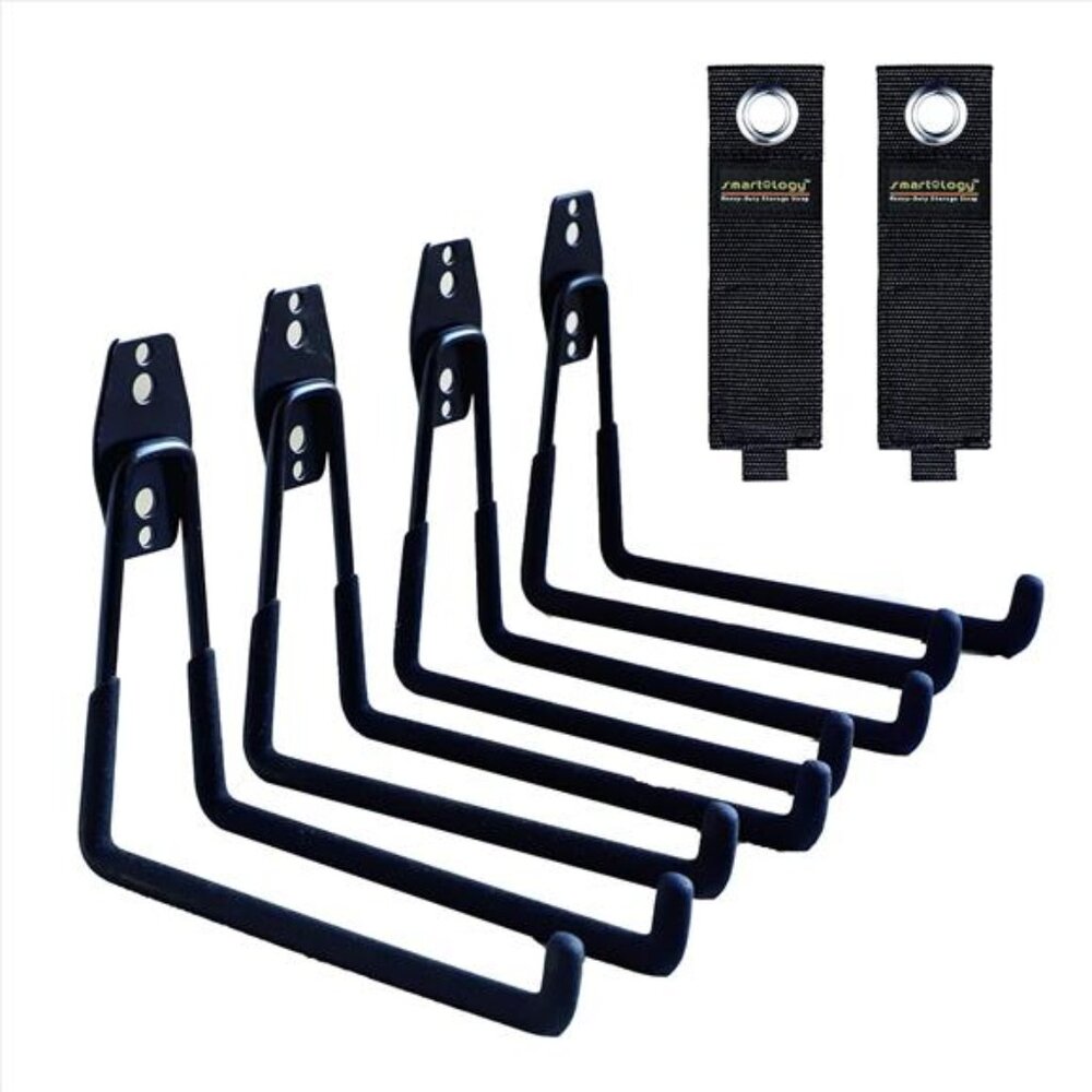 Garage Hooks, 4 Pack Wall Mount Storage Hanger with 2 Extension Cord Holder